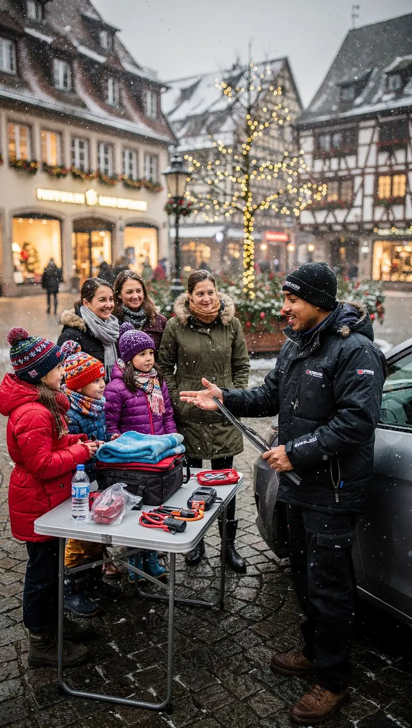 Mechaniker reinigt und kontrolliert Scheibenwischerblätter für optimale Sicht im Winter.